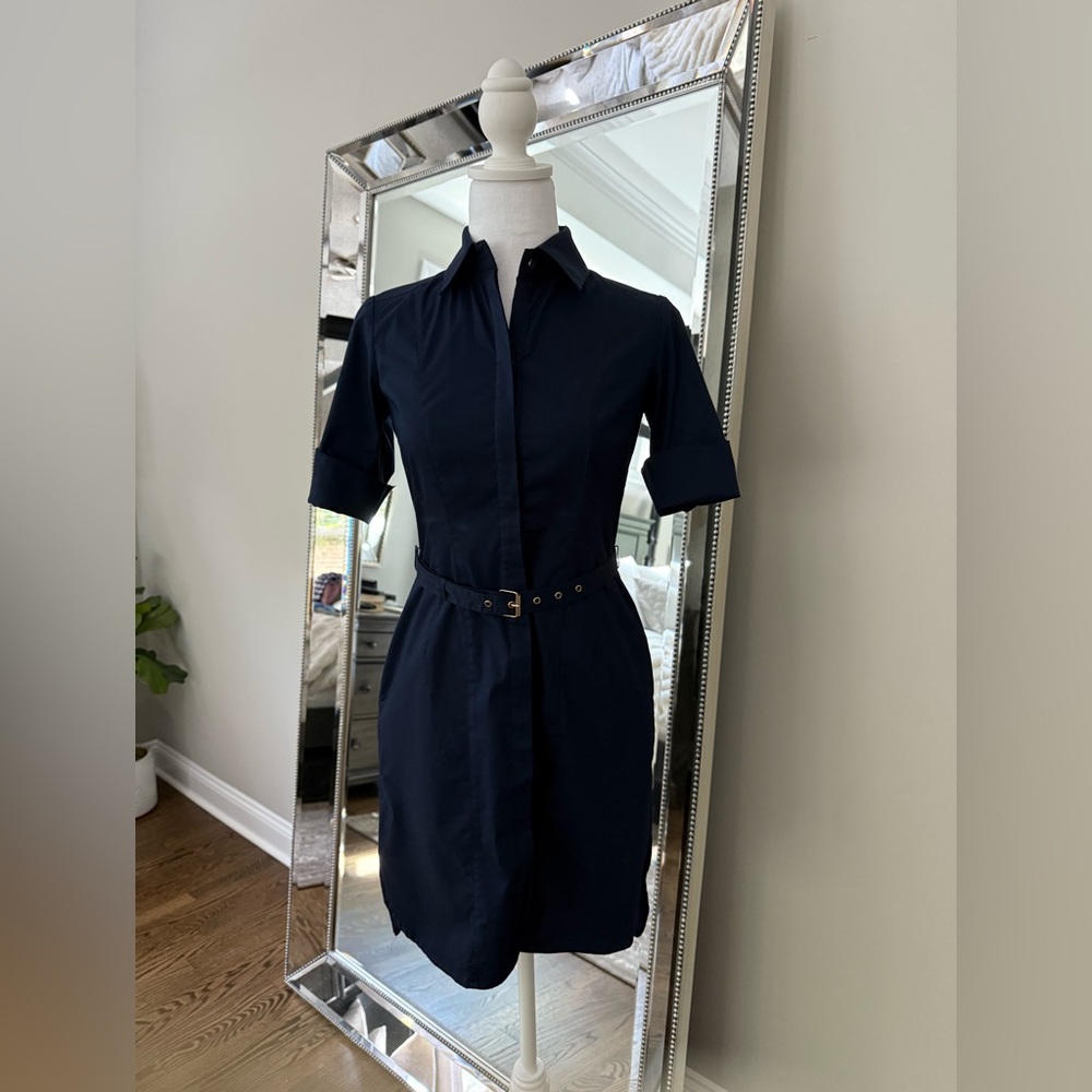 WHBM Crisp Navy Blue Shirt Dress 00